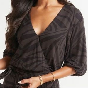 NEW Z Supply zebra print Top Clara Tropical Wrap Top Black Blouse Safari Evereve